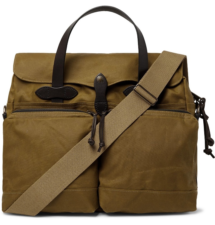 Photo: Filson - 24-Hour Leather-Trimmed Coated-Canvas Briefcase - Brown