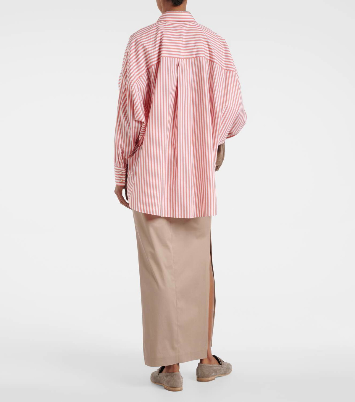 Brunello Cucinelli Oversized striped cotton and silk shirt