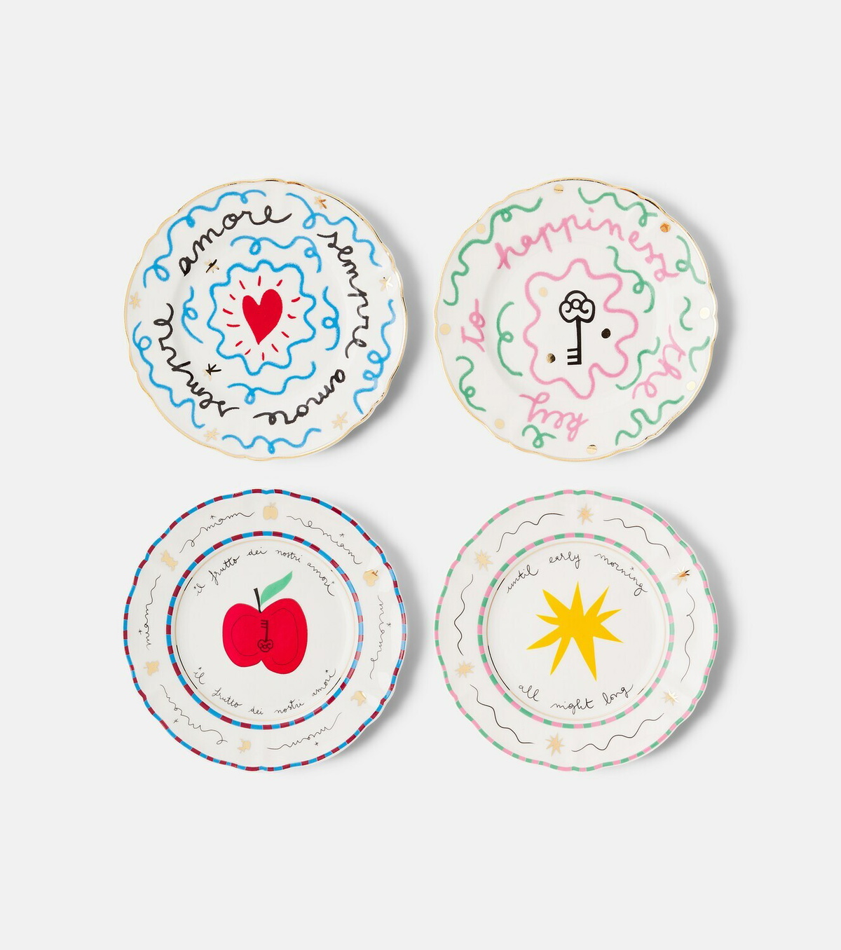 Bitossi Il Frutto della Passione set of 4 porcelain plates