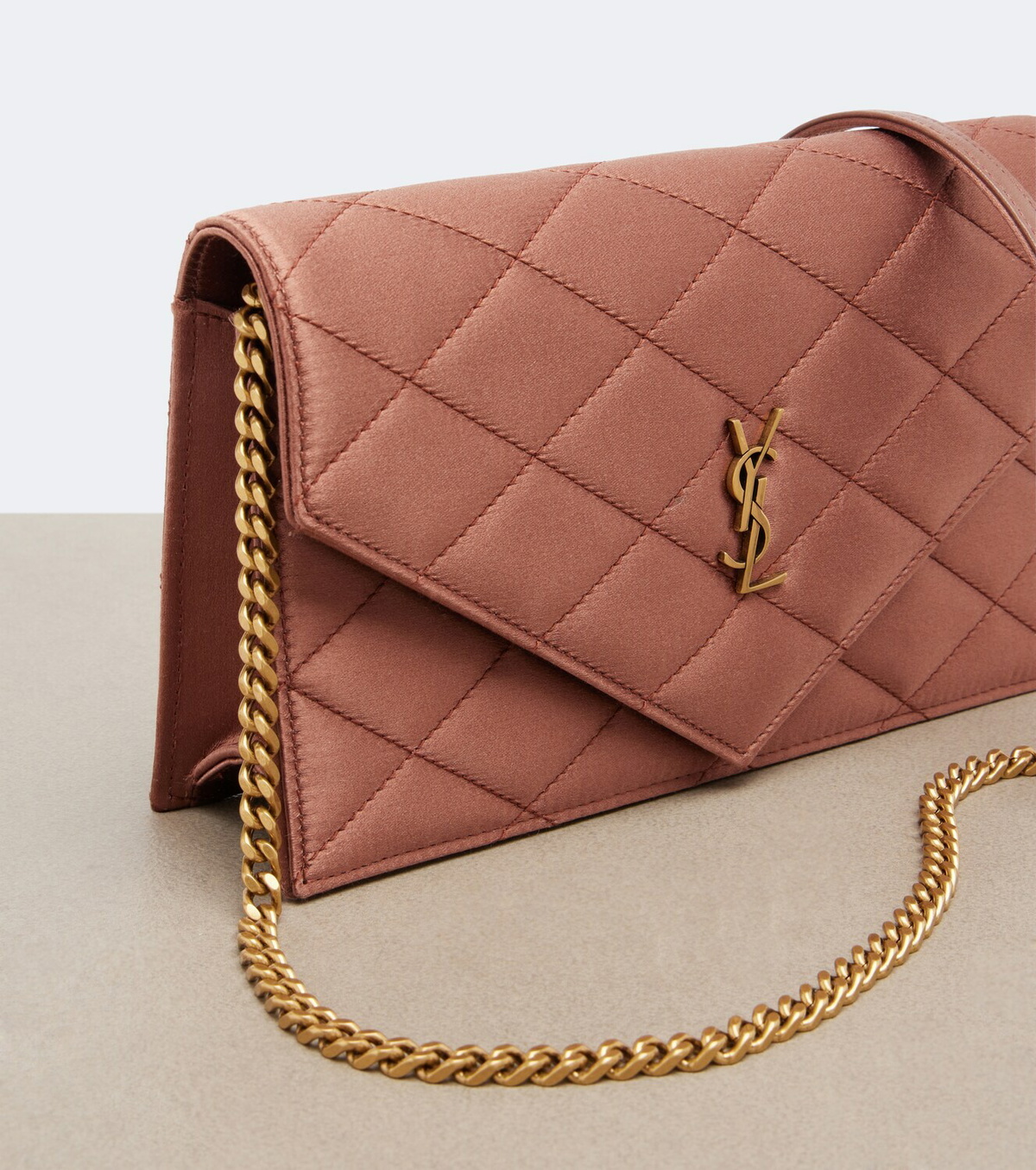 Saint Laurent Paris Mini satin wallet on chain