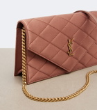 Saint Laurent Paris Mini satin wallet on chain