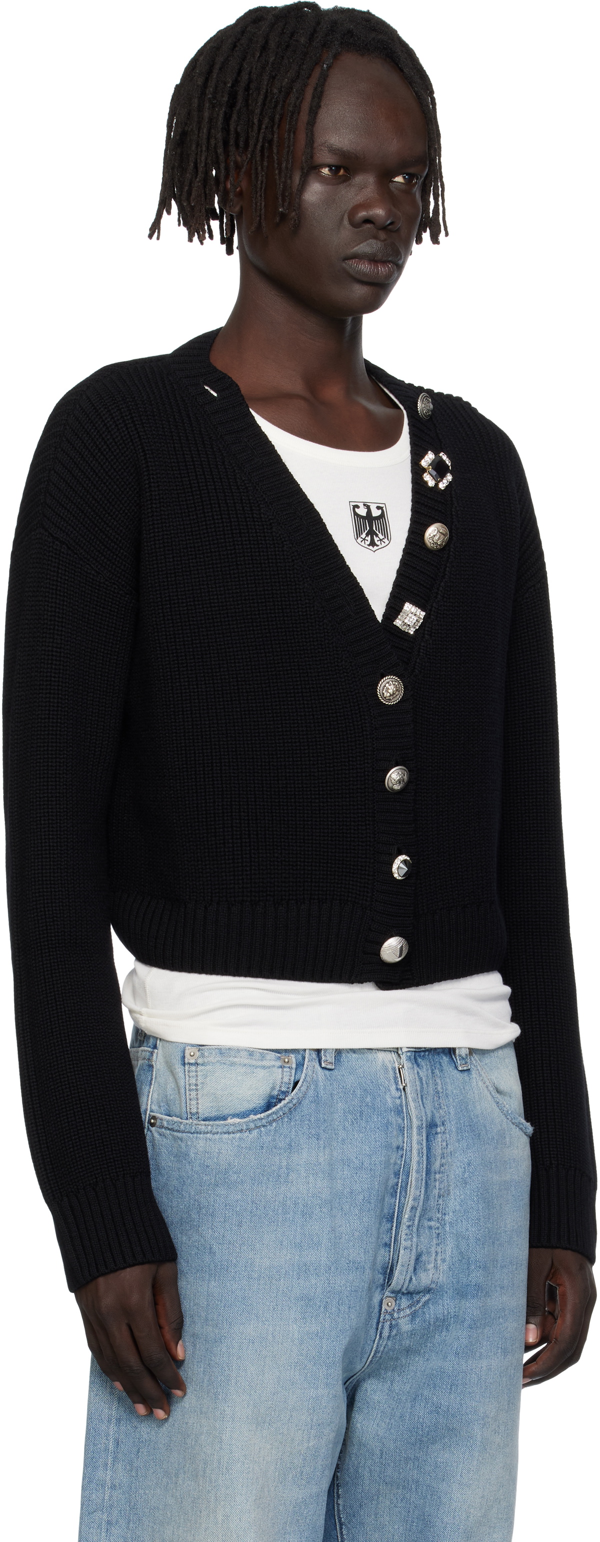 VETEMENTS Black Fancy Button Mini Cardigan