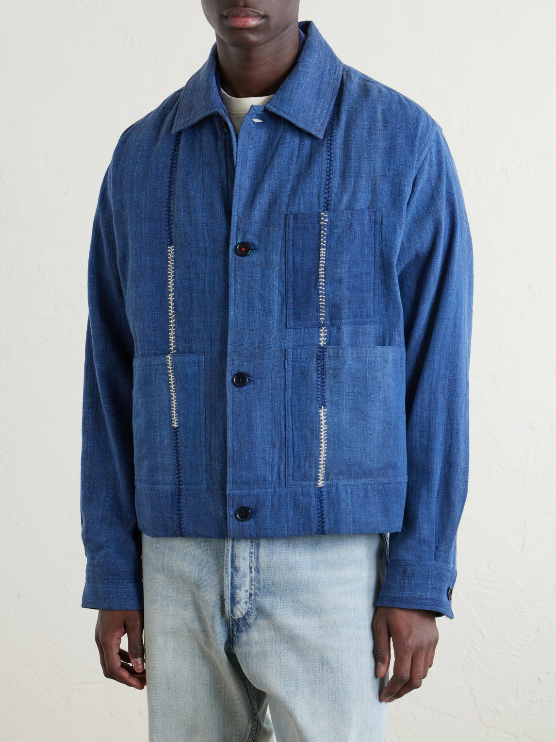 Kardo - Bodhi Cotton-Jacquard Jacket - Blue