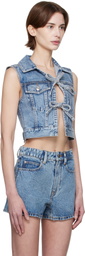 Alexander Wang Blue Clear Bead Hotfix Denim Vest