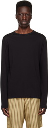 Dries Van Noten Black Overlock Stitch Long Sleeve T-Shirt