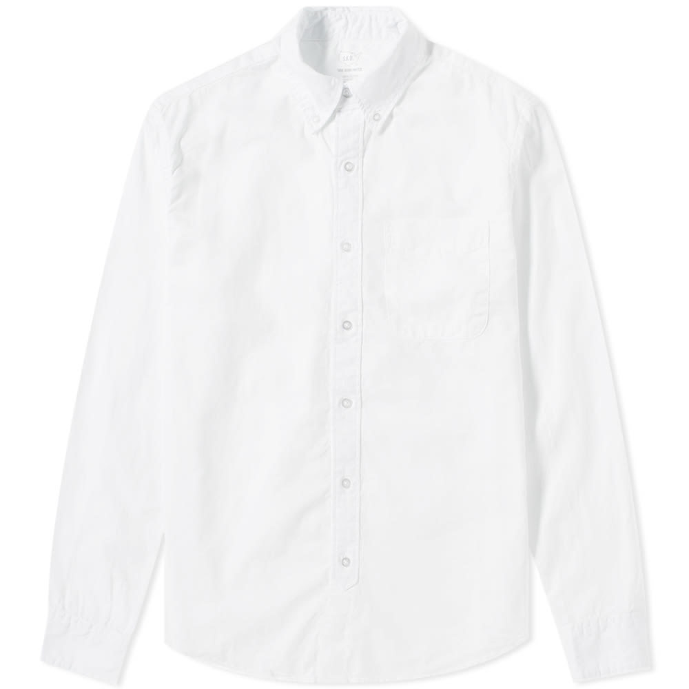 Photo: Save Khaki Garment Dyed Button Down Oxford Shirt White