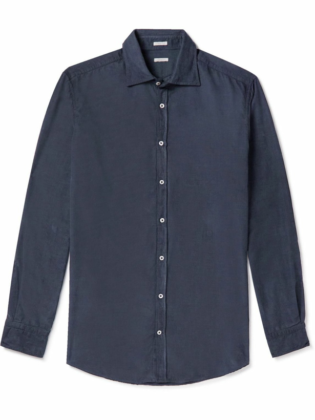 Photo: Massimo Alba - Cotton-Corduroy Shirt - Blue