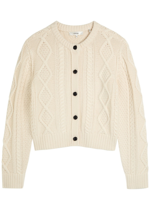 Photo: Frame Cable-knit Cashmere Cardigan Cream