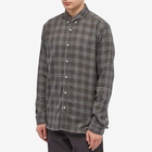 Oliver Spencer Men's Check Brook Button Down Shirt in Charcoal Check