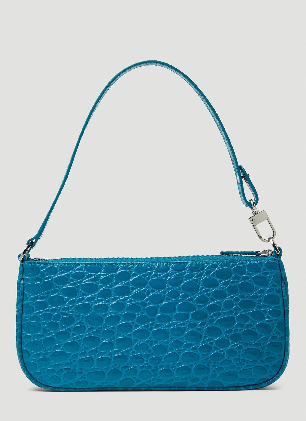 Rachel Circular Croco Shoulder Bag in Blue By Far