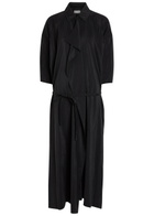 Lemaire Belted Brushed Silk-blend Midi Shirt Dress Black