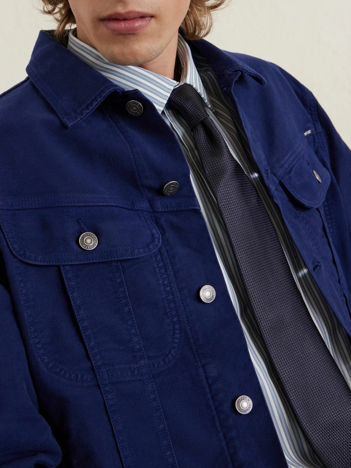 TOM FORD - Icon Cotton-Blend Moleskin Jacket - Blue