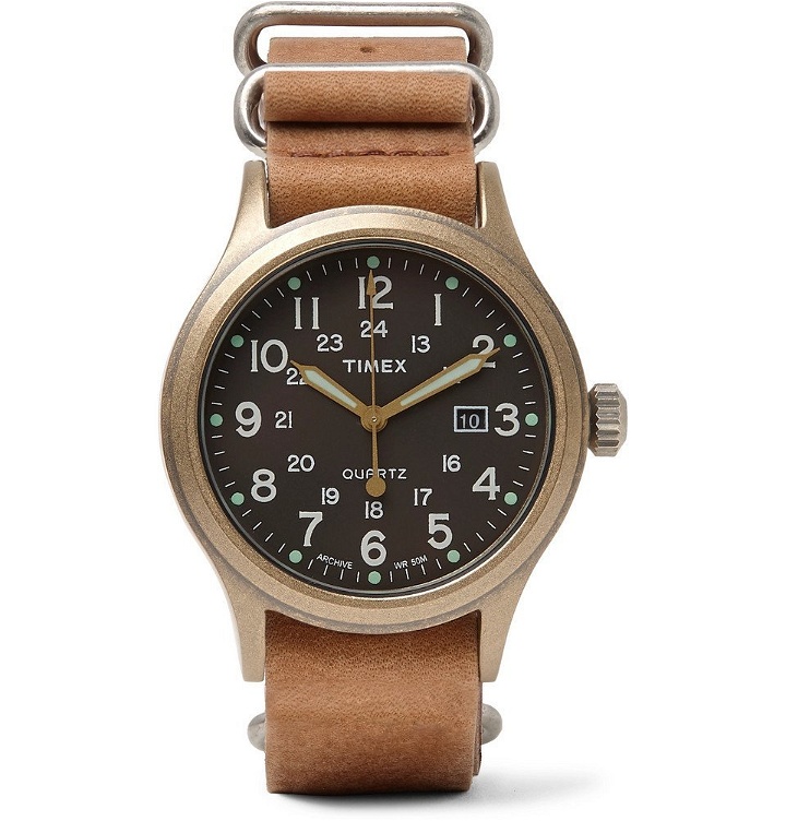 Photo: Timex - Allied Stainless Steel and Stonewashed Leather Watch - Men - Tan