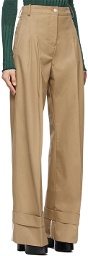 Victoria Victoria Beckham Beige High-Waisted Flared Chino Trousers
