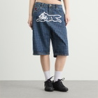 ICECREAM Women's Houndstooth Running Dog Jorts in Indigo