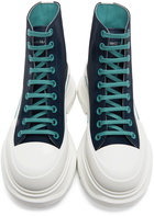 Alexander McQueen Navy High Tread Slick Sneakers