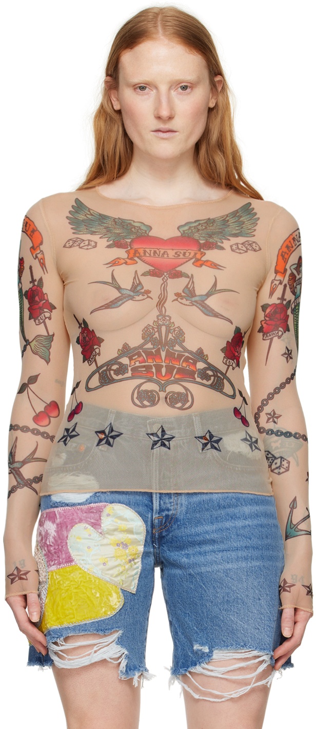 Photo: Anna Sui Beige Tattoo Long Sleeve T-Shirt