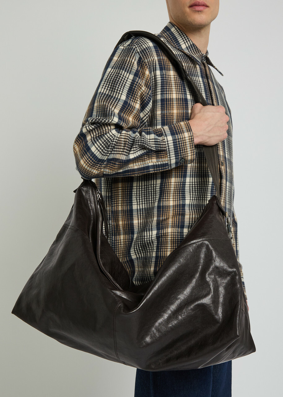 Lemaire Berlingot 72HR Leather Weekend bag - Brown - One Size