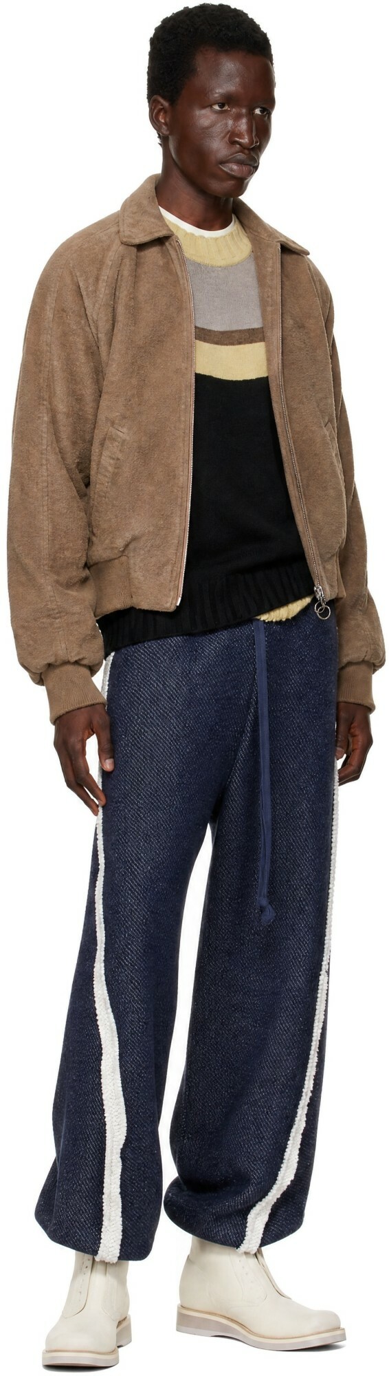 Edward Cuming Beige Fifth Dye Bottom Heavy Bomber Jacket