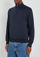 Sandbanks Logo-appliquéd Quarter-zip Cotton Sweatshirt Navy