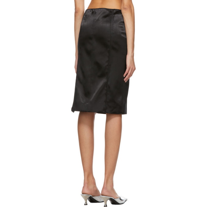 Kwaidan Editions Black Bonded Satin Faceted Mid-Length Skirt