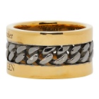 Alexander McQueen Gold and Gunmetal Inserted Chain Ring