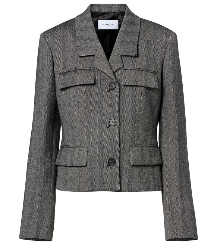 Photo: Ferragamo Herringbone wool-blend blazer