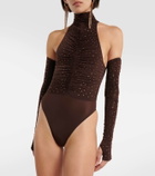Alex Perry Arlie embellished halterneck bodysuit