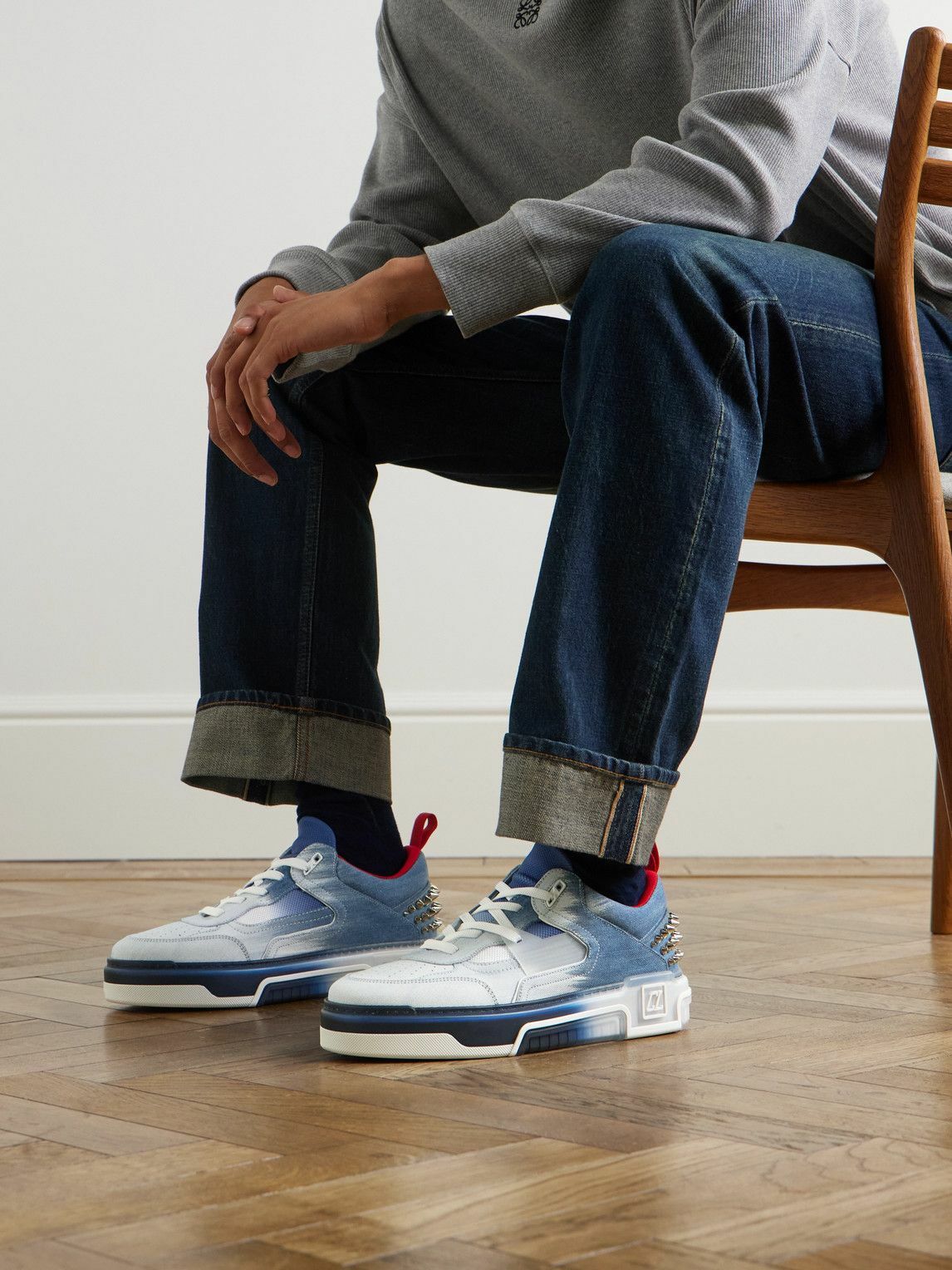 Christian Louboutin - Astroloubi Spiked Dégradé Denim and