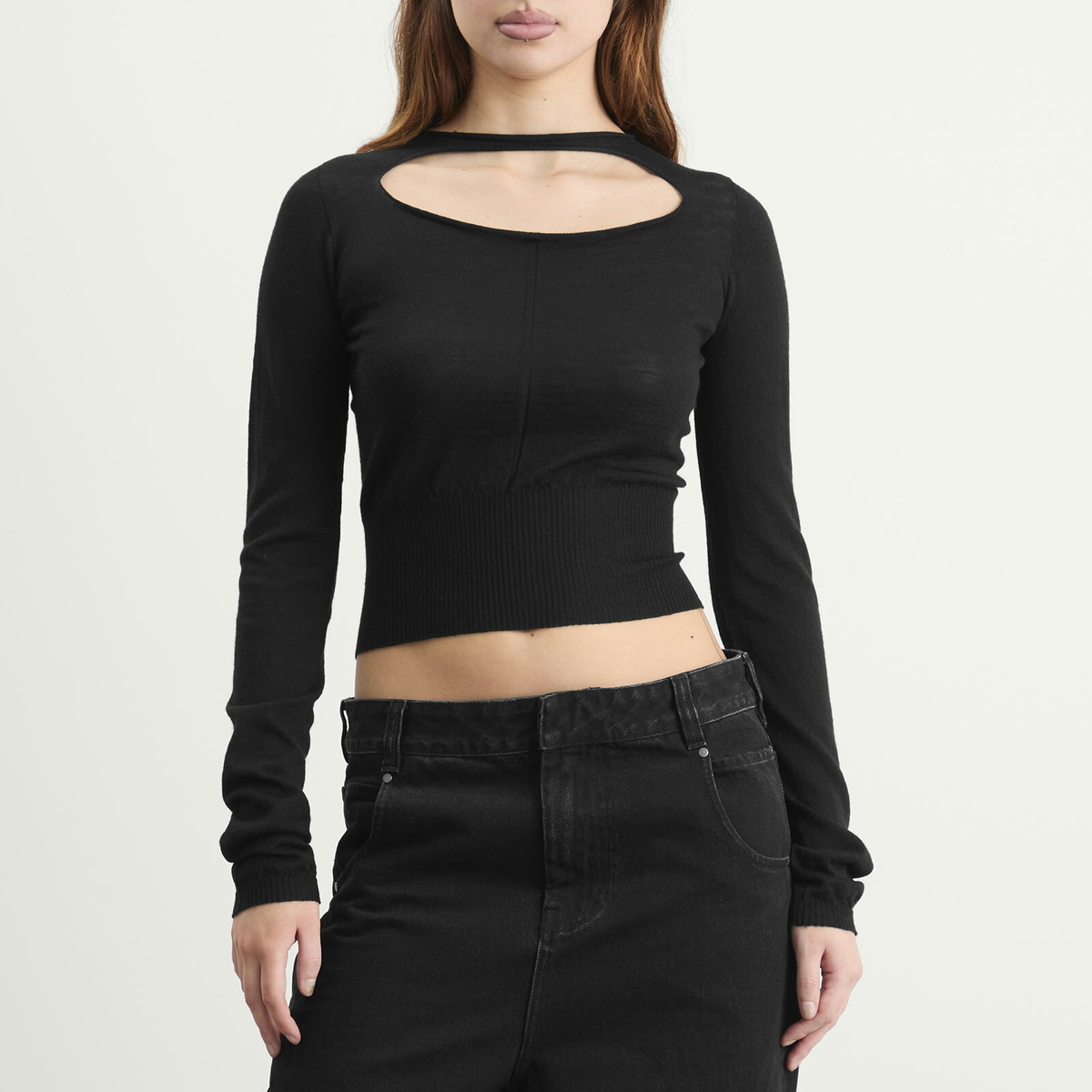 Rick Owens Women's Cropped Pullover Top in Black