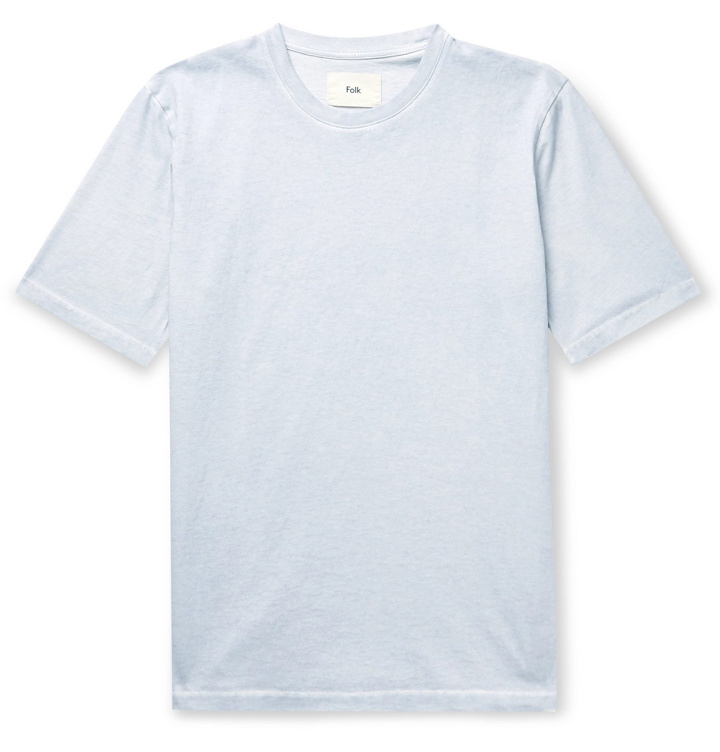 Photo: Folk - Assembly Garment-Dyed Cotton-Jersey T-Shirt - Blue