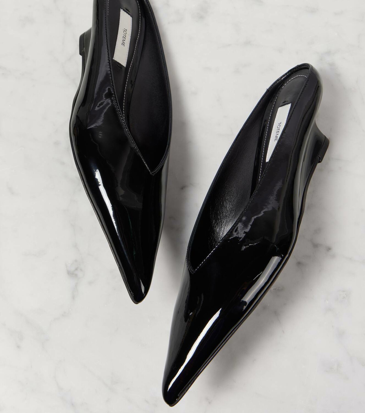 Toteme Sharp patent leather wedge mules Toteme