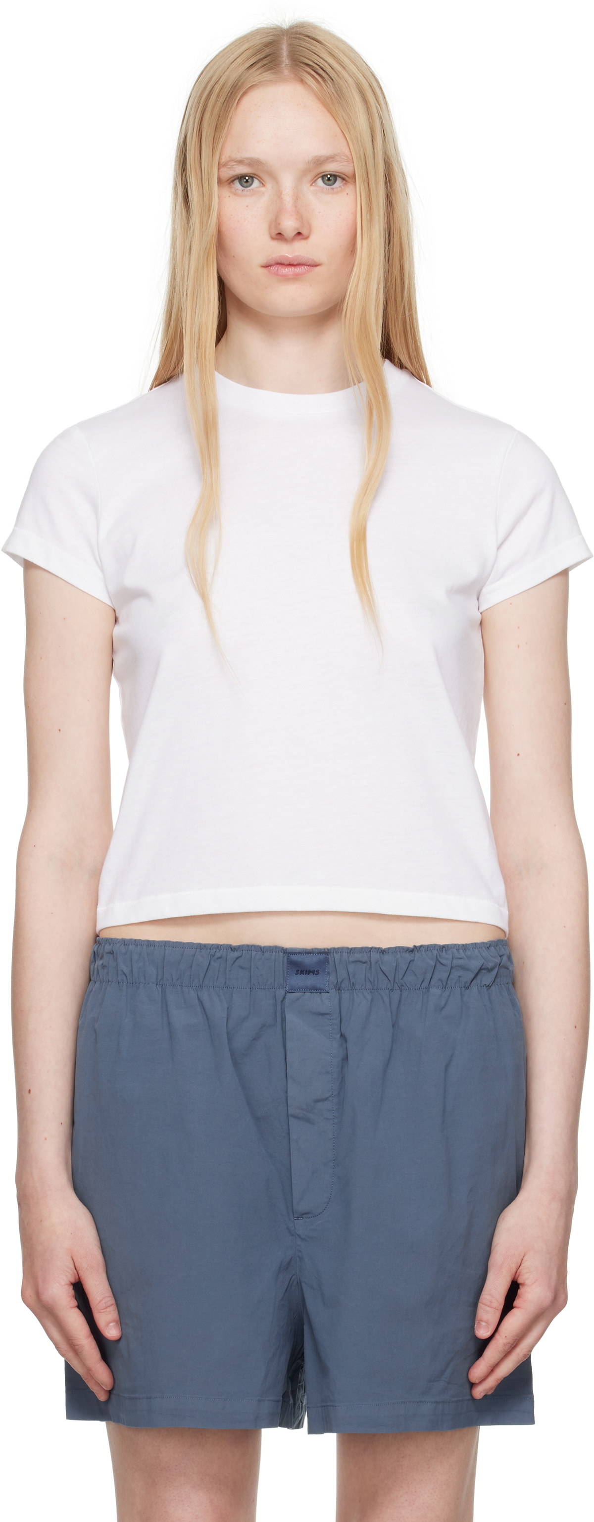 SKIMS Blue Cotton Poplin Boxers