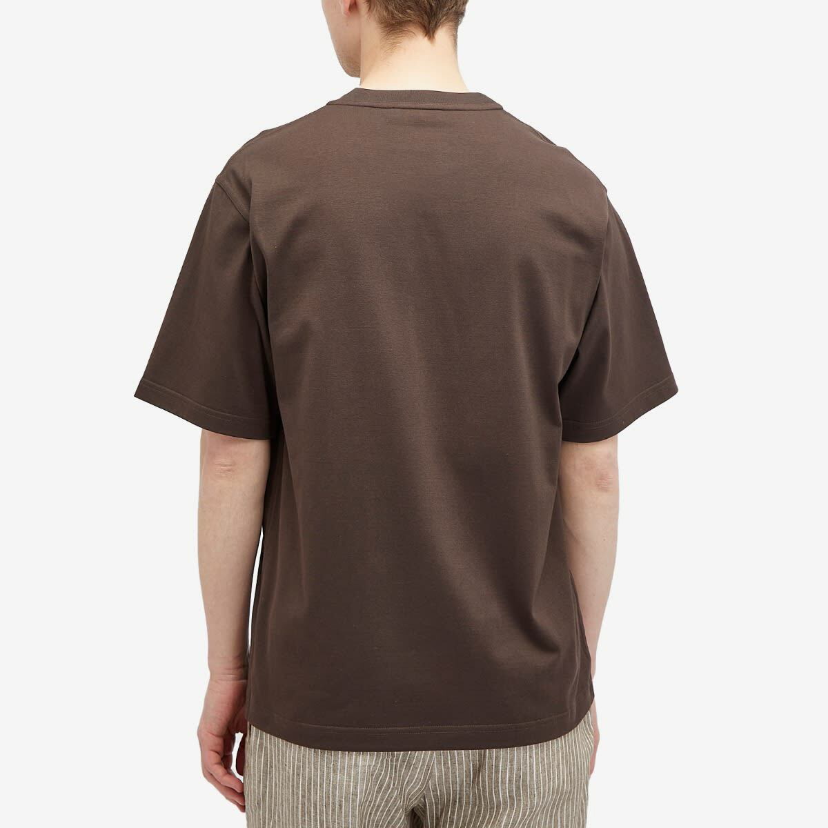 【送料&関税込】Dolce & Gabbana Brown Piquet Tag T-shirt Dolce & Gabbana Men's Leather Pocket T-Shirt in Brown Dolce