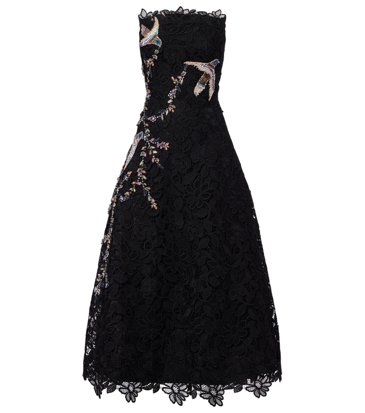Photo: Costarellos Embroidered lace midi dress
