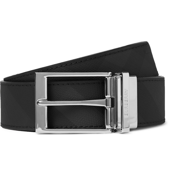 Photo: Burberry - 3.5cm Black Reversible Checked Leather Belt - Gray