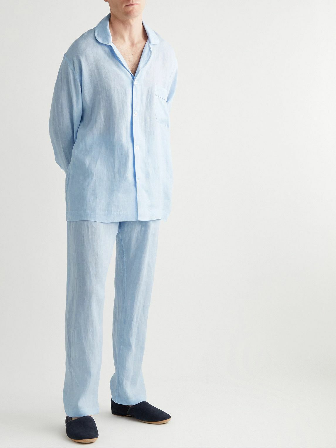 Emma Willis - Slub Linen Pyjama Set - Blue Emma Willis