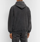 Balenciaga - Oversized Logo-Print Washed Loopback Cotton-Jersey Hoodie - Black