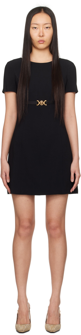 Versace Black Boat Neck Minidress Versace