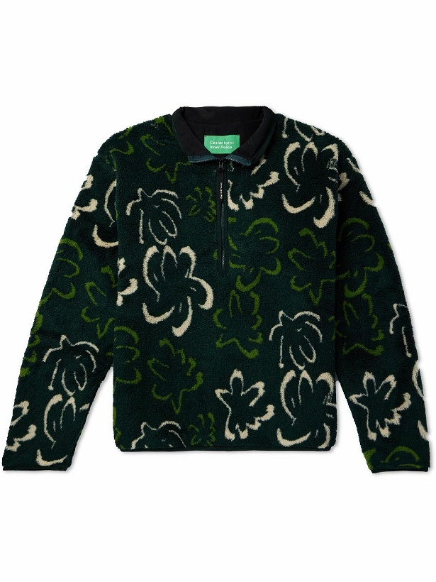 Photo: DISTRICT VISION - Floral-Print Fleece Half-Zip Sweatshirt - Green