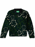 DISTRICT VISION - Floral-Print Fleece Half-Zip Sweatshirt - Green