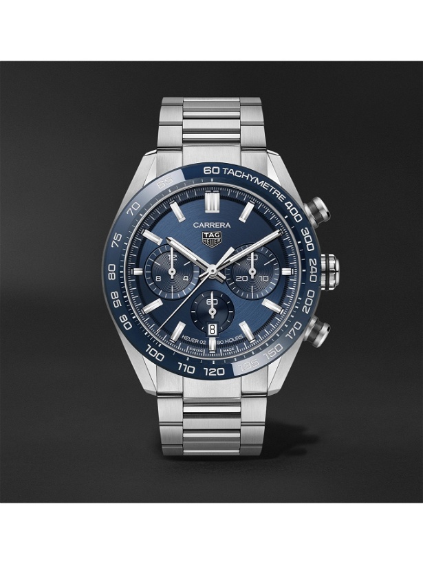Photo: TAG Heuer - Carrera Automatic Chronograph 44mm Stainless Steel Watch, Ref. No. CBN2A1A.BA643 - Blue