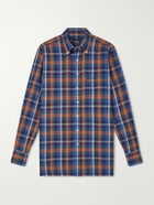 Drake's - Button-Down Collar Checked Woven Cotton Shirt - Blue