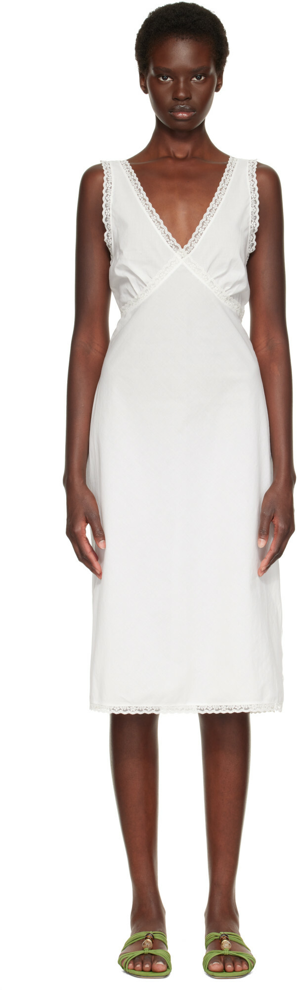 Cou Cou White 'The Iris Slip' Midi Dress