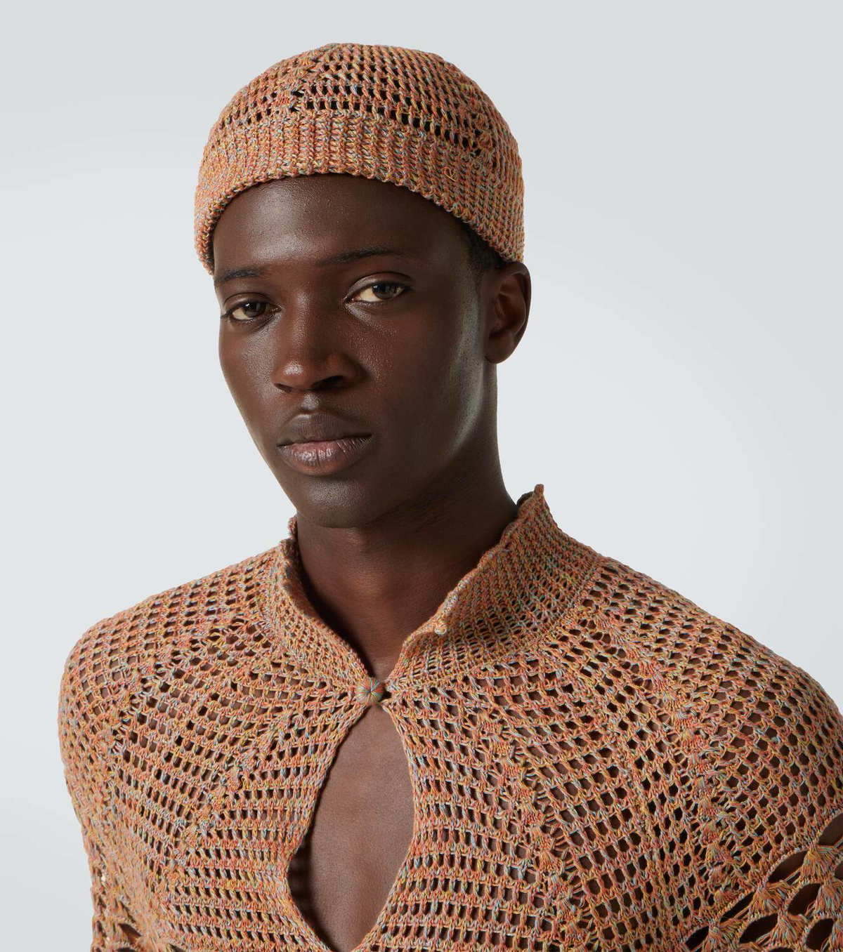Valentino Garavani VGold linen and cotton beanie