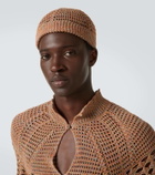 Valentino Garavani VGold linen and cotton beanie
