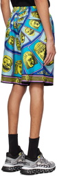 Versace Blue 'Le Maschere' Shorts