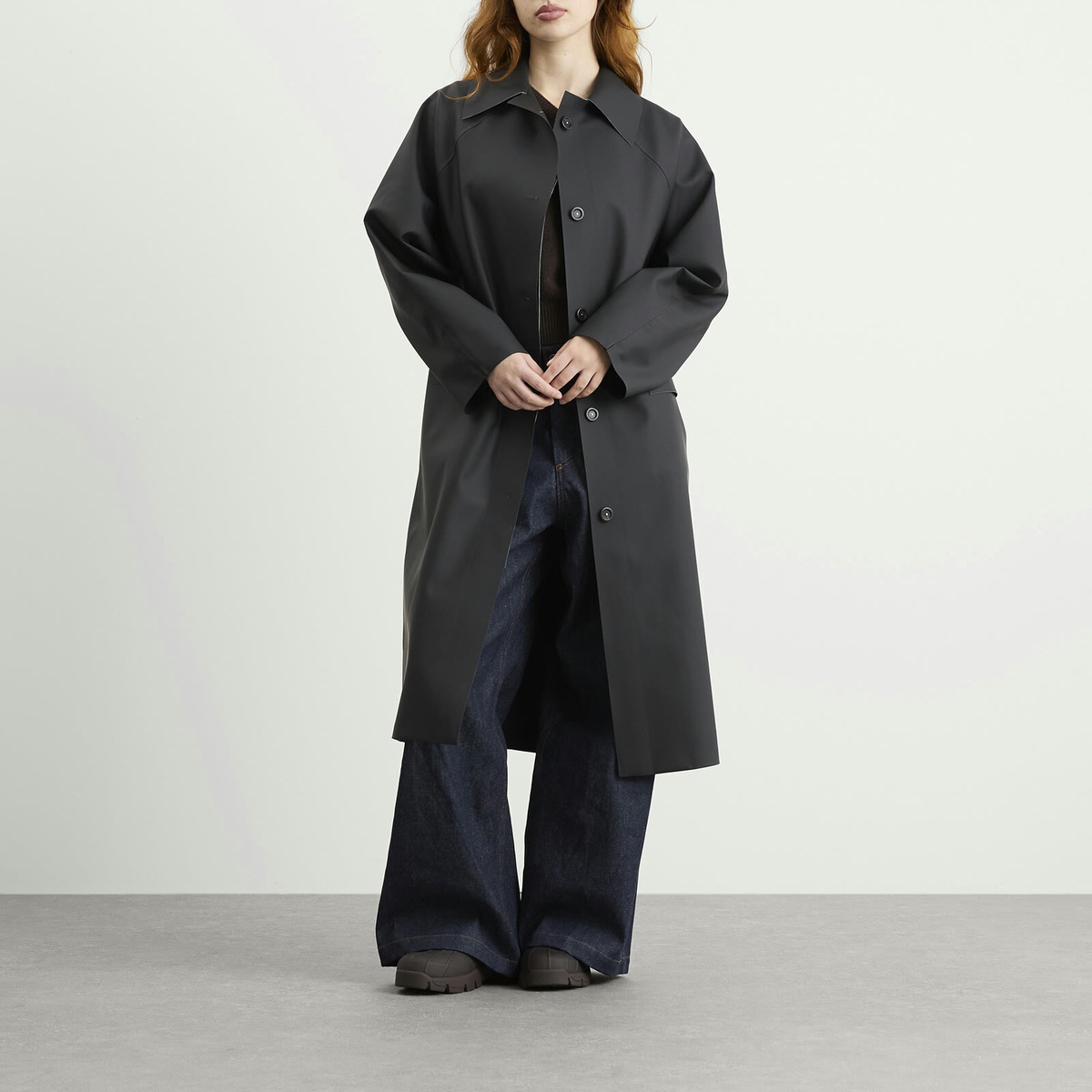 KASSL Editions Women's Original Below Rubber Mac Jacket in Black