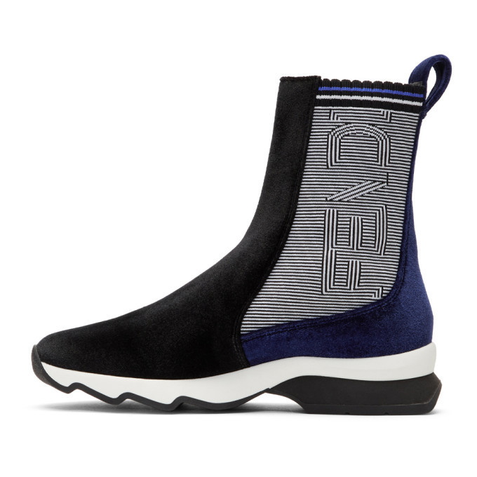 FENDI velvet FF high-top sneakers - Blue