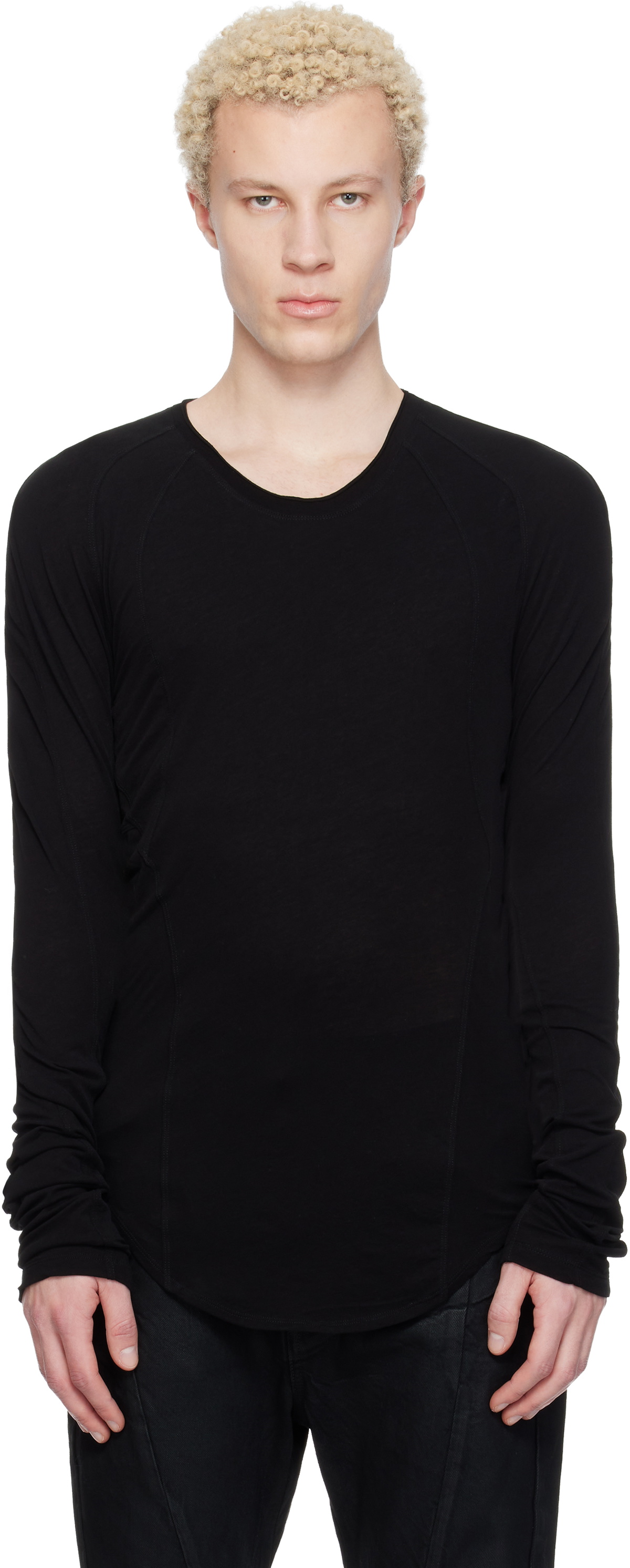 Julius Black Draping Long Sleeve T-Shirt Julius